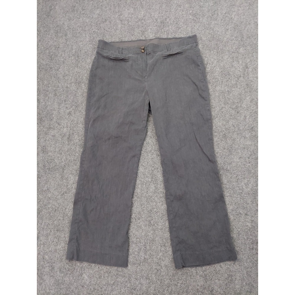 J Jill Pants 12 Petite Linen Stretch Gray Linen Blend Wide Leg Mid Rise